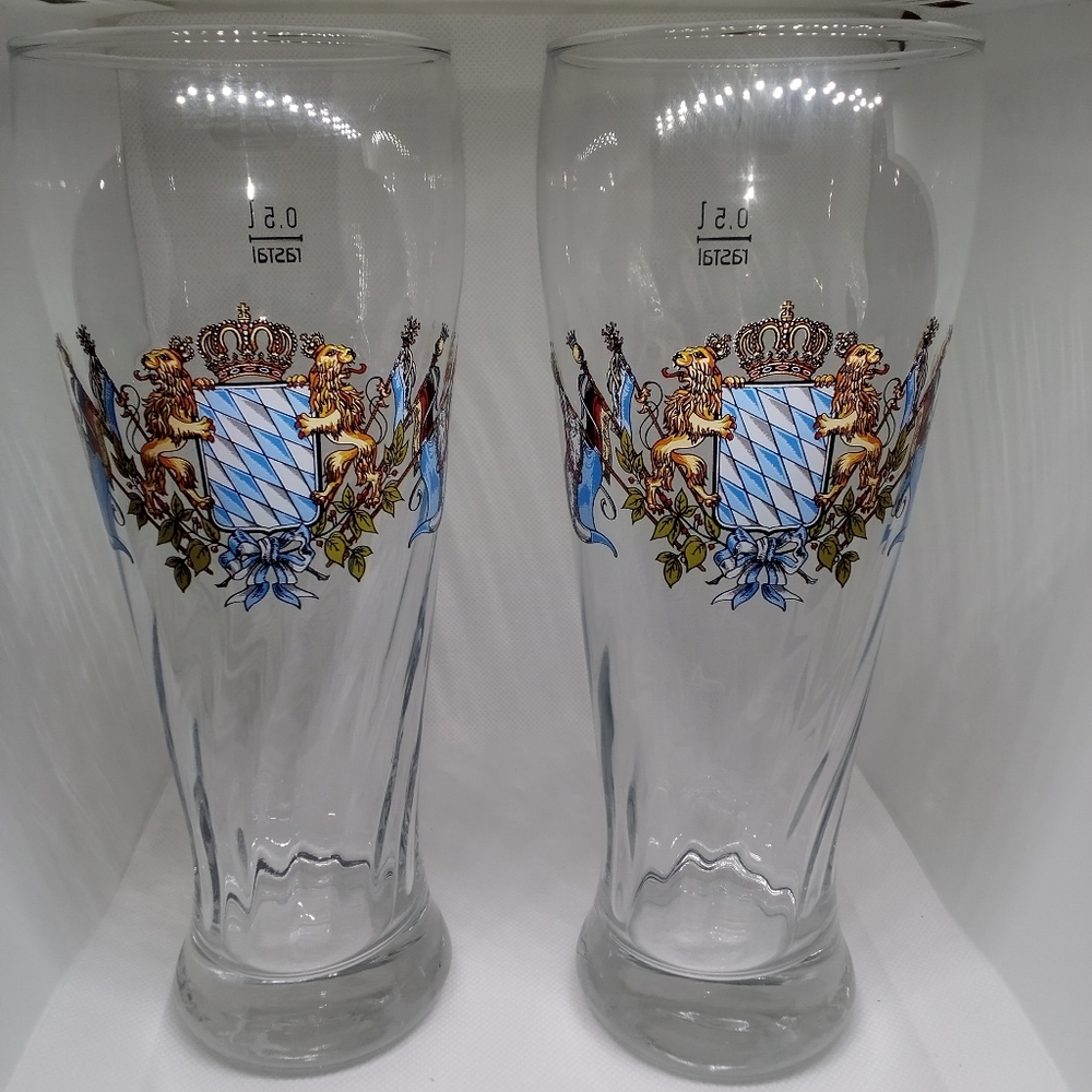 Rastal 2 Pilsner Beer Glasses Lion's Crest